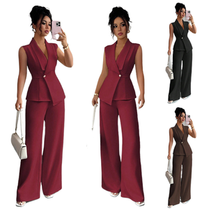 Commerce électronique transfrontalier : vêtements <span class=keywords><strong>de</strong></span> mode pour femmes européennes et américaines - ensemble élégant et stylé sans manches avec pantalon droit - Product Image 1