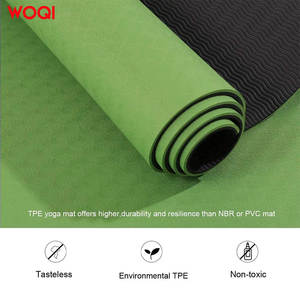 Tapis de yoga Woqi, épaisseur 6 mm, matériau TPE antidérapant, pour la remise en forme à domicile, vert émeraude - Product Image 4