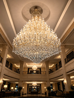 Lustre en cristal de luxe personnalisé avec télécommande, luminaire suspendu moderne pour grand hôtel et salon, hauteur réglable, LED