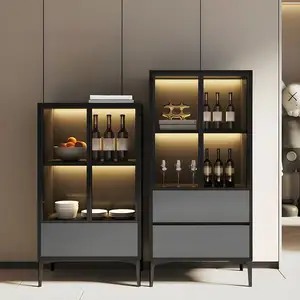 Vitrine en verre en bois avec lumières Montage Meubles casier à vin Design Personnalisé Commercial Showroom cave à vin affichage