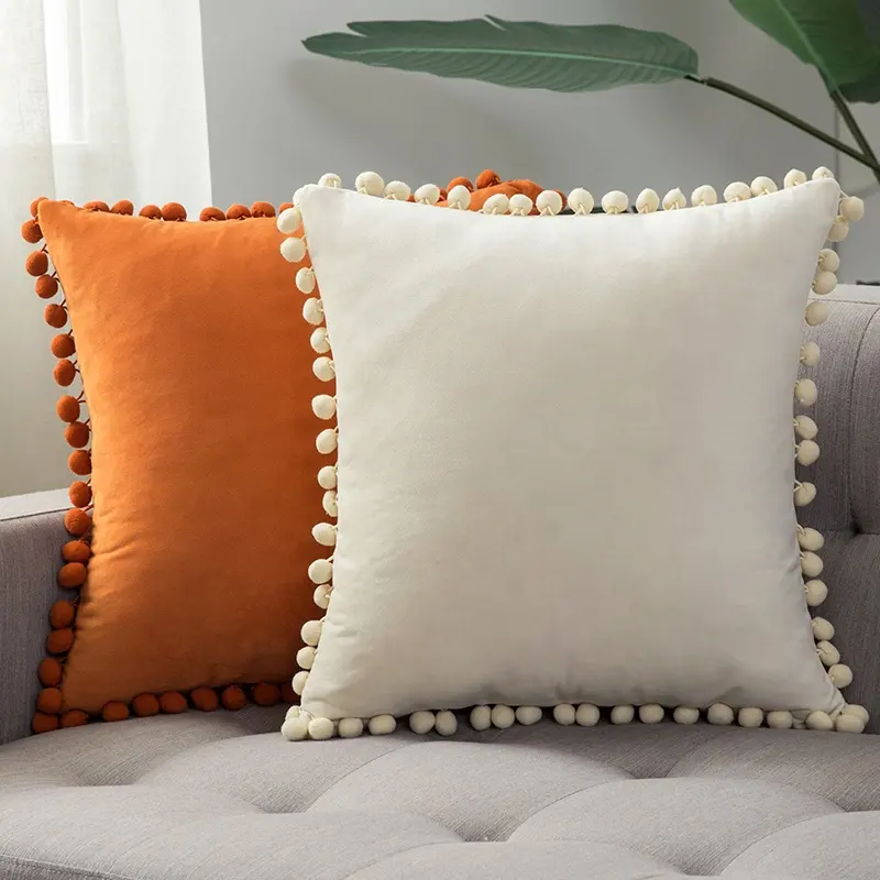 China Wholesale Cushion Covers Pom Pom Cheap Pillow Cover 45x45 Decoration For Home