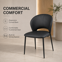 Chaise d'hôtellerie moderne en similicuir crème, dossier incurvé avec découpe, pieds en métal, pour restaurant, café, hôtel