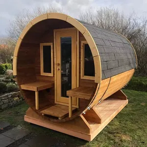 Salle de sauna à vapeur sèche en bois massif pour 2 personnes Sauna à baril rond vapasauna Factory