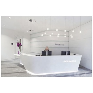 Thiết Kế Độc Đáo Bề Mặt Rắn Hiện Đại Salon Tiếp Nhận Bàn Đá Cẩm Thạch Mẫu Giáo Front Led Counter <span class=keywords><strong>Reception</strong></span> - Product Image 5