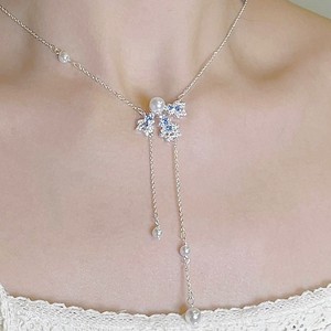 Collier en argent sterling S925 polyvalent avec cristal, chaîne lanterne universelle réglable à deux sens avec fermeture éclair pour pulls, chaîne nue - Product Image 3