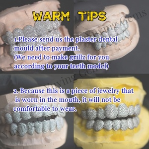 Hip Hop su misura denti <span class=keywords><strong>Grillz</strong></span> gioielli VVS Moissanite diamante dente <span class=keywords><strong>Grillz</strong></span> 10k 14k 18k oro argento glassato fuori <span class=keywords><strong>Grillz</strong></span> per i denti - Product Image 6