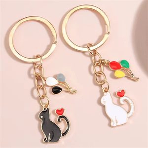 Metal Enamel 3D Cartoon Cat Heart <b>Balloon</b> Keychain Lightweight Ladies and Men's Handbag <b>Accessories</b> for Friendship Gifts - Product Image 1