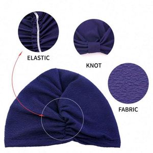 Turban pour femme prêt à expédier, multifonctionnel, en polyester, noué, torsadé, couleur unie, pré-noué, élastique, de haute qualité - Product Image 3