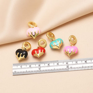ASJEWELRY-Pendientes de corazón de burbuja chapados en oro para joyería, colgantes de corazón de colores esmaltados, 2507 Pdta358 - Product Image 3