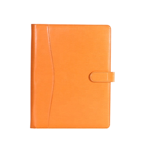 <span class=keywords><strong>A4</strong></span> suministros de oficina de negocios azul marino PU cuero personalizado Logo documento archivo anillo carpeta Padfolio cartera carpeta con Bloc de notas - Product Image 2