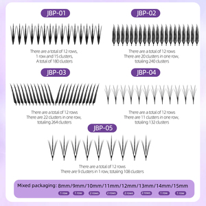 Extensions de cils en grappe en gros, base plate 0,04 mm, cils individuels en spirale, cils <span class=keywords><strong>manga</strong></span> segmentés, prix usine pour salons - Product Image 2