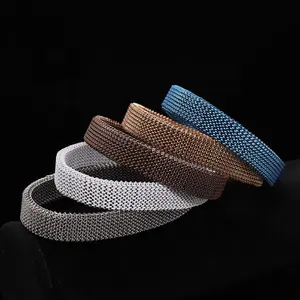 Bracciale primavera VEROMCA placcato oro nero maglia elasticizzata Design gioielli bracciale in acciaio inox da uomo - Product Image 1