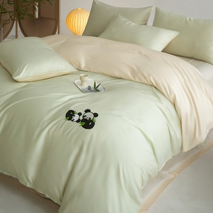 Bán buôn dễ thương <span class=keywords><strong>Panda</strong></span> in tấm ga trải giường tre đặt 4 cái đầy đủ/Nữ Hoàng/Vua kích thước cho khách sạn nhà đặt hàng số lượng lớn với thấp moq - Product Image 2