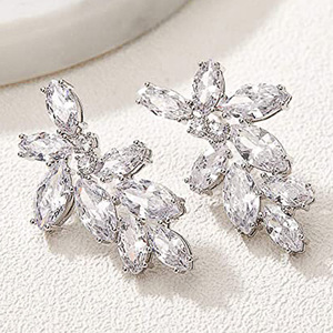 Boucles d'oreilles pendantes en zircon floral AAA pour femmes, bijoux en alliage classiques, élégants et à la mode - Product Image 1