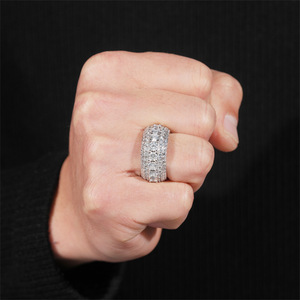 5-Row Moissanite <strong>Ring</strong> in <strong>925</strong> Sterling <strong>Silver</strong>, Shiny Fashion Jewelry for Men, Diamond Tester Passed, Nice Gift - Product Image 2