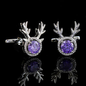 Temperamento Elk redondo completo diamante redondo circón puños de camisa francesa para hombres gemelos novedosos de personalidad de moda - Product Image 3