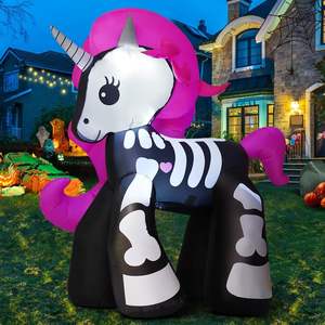 Custom Halloween Skeleton <strong>Unicorn</strong> Inflatable Yard Decoration Cute LED Lights for Outdoor <strong>Party</strong> Decorations - Product Image 3
