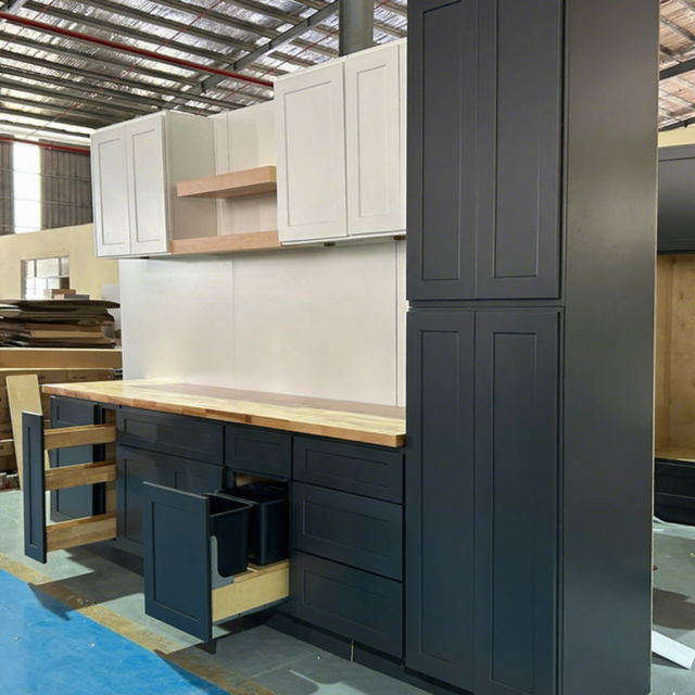 Popular Shaker Style Kitchen Pantry Cabinet Made In Vietnam Factory Wholesale American Wood Kitchen Cabinets & Accessories