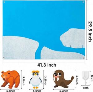 New Design Felt Polar Animals Board , Arctic Antarctica Ocean Animal Bear Penguin Whale Preschool <b>Large</b> Wall Storyboard - Product Image 2