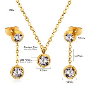 Hot Selling CZ <b>Jewelry</b> Set Wholesale Price Beautiful Design Gold Plated <b>Crystal</b> Necklace Earring Set <b>With</b> Zircon for Women - Product Image 2