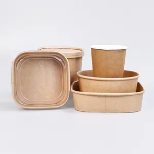 Recyclable Custom High Quality Disposable Kraft Paper Bowl Thick Lunch Salad Fruit Takeaway Black Rice Paper Water Bowl