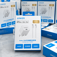 Anker B2149 C to L 20w 2IN1 Charger Chargeur Cargador Cube White Charger USB C Dengan Kabel Pengisian Cepat untuk Ponsel