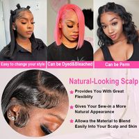 Pelucas de Cabello Humano con Encaje Frontal HD, Estilo Bob, para Mujeres Negras, sin Pegamento