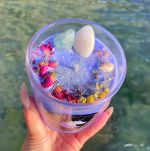 Regalo di ringraziamento fatto a mano profumata di cristallo di soia chakra candela collestione - Product Image 4