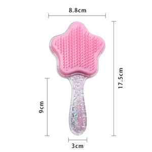 Brosse à cheveux BELLEWORLD en forme d'étoile dessin animé mignon <span class=keywords><strong>licorne</strong></span> design paillettes peignes et brosses à cheveux en plastique pour filles cadeau - Product Image 2