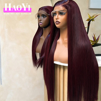 Perruque en cheveux humains couleur bordeaux 99j, densité 250, avec frontal en dentelle HD 9x6 13x6, perruque entièrement en dentelle, cheveux vietnamiens bruts, sans colle, pour salon