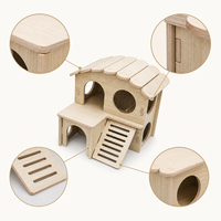En gros Balançoire à bascule pour hamster, petit nid, maison en bois massif, cabane de repos pour hamster d'or, fournitures pour animaux de compagnie, sans toit