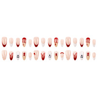 Faux ongles à presser en amande, motif fantôme araignée et goutte de sang pour Halloween, pour salon de manucure