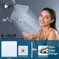 Système de douche cascade Homedec avec fonctions 2-en-1, fixation au plafond, LED, double pomme de douche de 6 pouces et ensemble robinet à main chromé