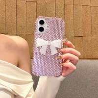 Coque de téléphone portable 15 en TPU luxueuse et élégante, antichoc, avec nœud scintillant en diamant et protection d'appareil photo – Accessoire tendance