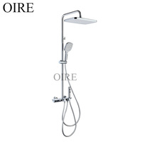 Oire Chrome Plaqué Trois Fonctions Exposées Robinet De Douche Thermostatique Motif De Pulvérisation De Pluie Ensembles De Douche De Salle De Bains En Laiton Prêt À Expédier