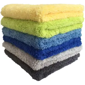 500GSM Edgeless Microfiber Towel Coral Fleece Plush Towel For Car Drying Absorbent Microfiber Car Wash Towel