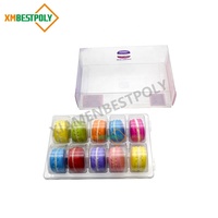 Boîtes d'emballage en plastique pour macarons, personnalisées, 10 packs, boîtes pliantes transparentes en PET pour desserts et biscuits, avec insert