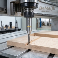 BoMeiJK Mata Bor Router TCT 2 Flute 45 Helix Lurus Tanpa Serpihan 1/2 Inch Shank, Pemotong Karbida untuk Pengerjaan Kayu, ODM OEM, Potongan Bersih