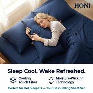 HONI 4-Piece 100% Polyester Eco-Friendly All-Season Bedding Set with Flat <strong>Sheet</strong> and Pillowcases for Home Bedroom Decor - Product Image 2