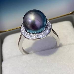 10732 DIY <b>Pearl</b> Accessories S925 Silver <b>Ring</b> with Empty Stand 11-13mm Round Beads Gold/Silver Jewelry Diamond <b>Rings</b> - Product Image 4