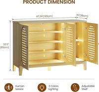 Meuble à chaussures moderne en bois avec détecteur de mouvement, éclairage LED 3 couleurs, station de charge intégrée, rangement durable et ajustable pour