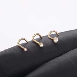 Piercing per Naso a Forma di Ciotola in Titanio ASTM F136 G23 con Zirconia Cubica 20G, Gioiello per Cartilagine e Naso con Cristallo - Product Image 5