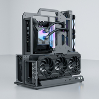 Socooler SOC-A-360 Aluminium Mid Toren Gaming Computerkast Met Zijpaneel Ondersteuning Atx Dual Cooling Zwart/Zilver