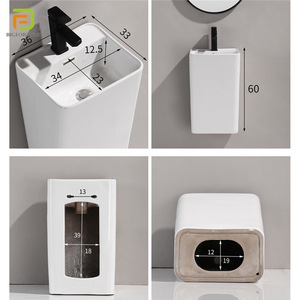 Lavabo mural de salle de bain de haute qualité, vasque en céramique rectangulaire suspendue au mur, équipement sanitaire - Product Image 4