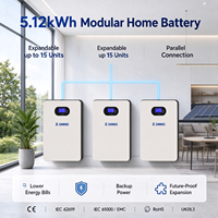 Batterie murale modulaire LiFePO4 51,2 V 100 Ah 5,12 kWh, prise en charge de la connexion parallèle jusqu'à 15 unités, extensible