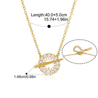 Collier pendentif vintage en acier inoxydable plaqué or 18 carats avec chaîne à maillons et fermoir à bascule pavé de CZ en forme de goutte d'eau - Cadeau