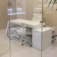 Yaratıcı Ofis Masası Şık Güzellik Danışma Masası Medikal-estetik Danışma Masası Avrupa-Amerikan Minimalist Modern Beyaz
