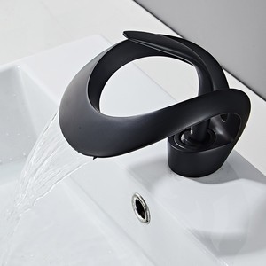 Lavabo <span class=keywords><strong>de</strong></span> Cascada Minimalista <span class=keywords><strong>de</strong></span> Latón y Cobre <span class=keywords><strong>para</strong></span> Hotel o Villa <span class=keywords><strong>de</strong></span> Lujo, con Válvula <span class=keywords><strong>de</strong></span> Cerámica y Grifo Dorado - Product Image 6