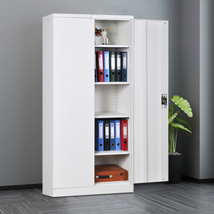 Armoire de classement et de rangement métallique gris et blanc à 4 portes, verrouillable, pour bureau, armoire en acier gain de place pour espace de travail - Product Image 4