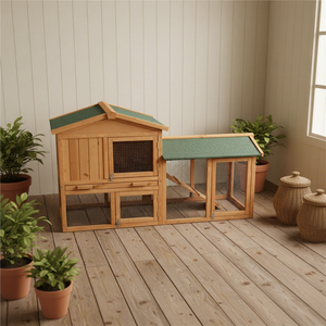 SDR003 Lussuosa Gabbia per Conigli Moderna e Impermeabile da Esterno in Legno con Design Stampato per Piccoli Animali, Casa per Animali Domestici per Tutte le Stagioni - Product Image 1